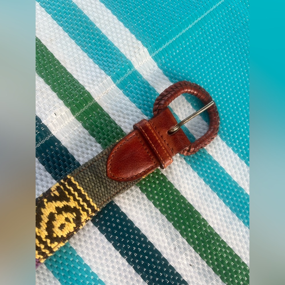 ✨🥳 SADDLEBRED - Multi Color Woven Belt with Leather Buckle- Size Medium Women’s
